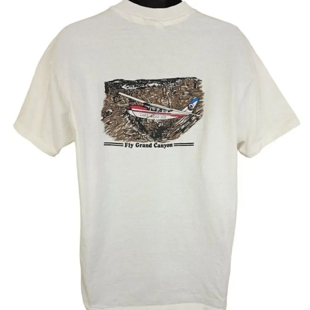 Lake Mead Air T Shirt Vintage 80s Fly Grand Canyon Airplane Made In USA Mens